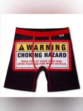 Psd Focusfit Warning Choking Hazard Print Boxer Briefs Mens Multiple Sizes